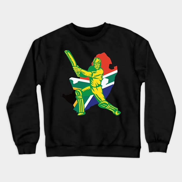 South Africa Cricket Player Batsman Design Crewneck Sweatshirt by alltheprints